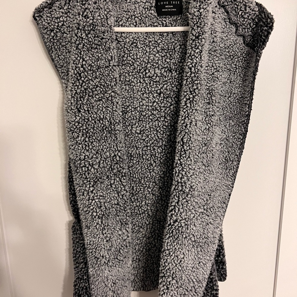 Grey fuzzy vest